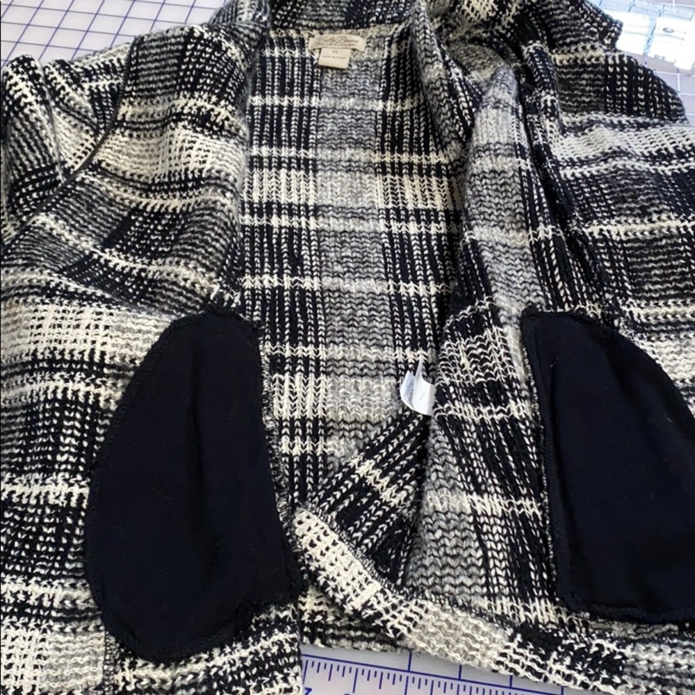 Lucky Brand Moto Sweater Jacket black/white sz XL - Picture 10 of 10